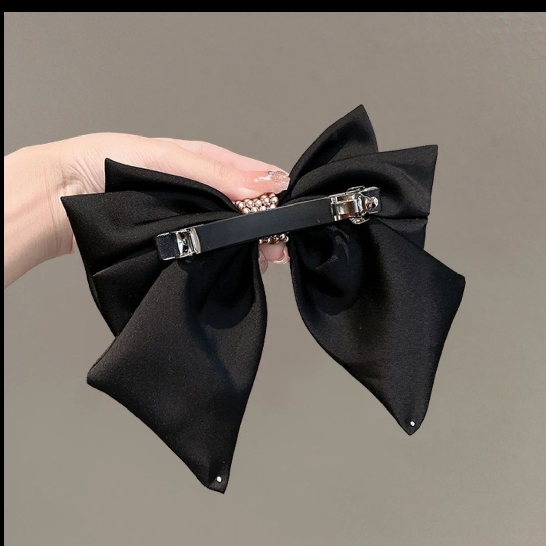 Satin hair clip with pearl accents