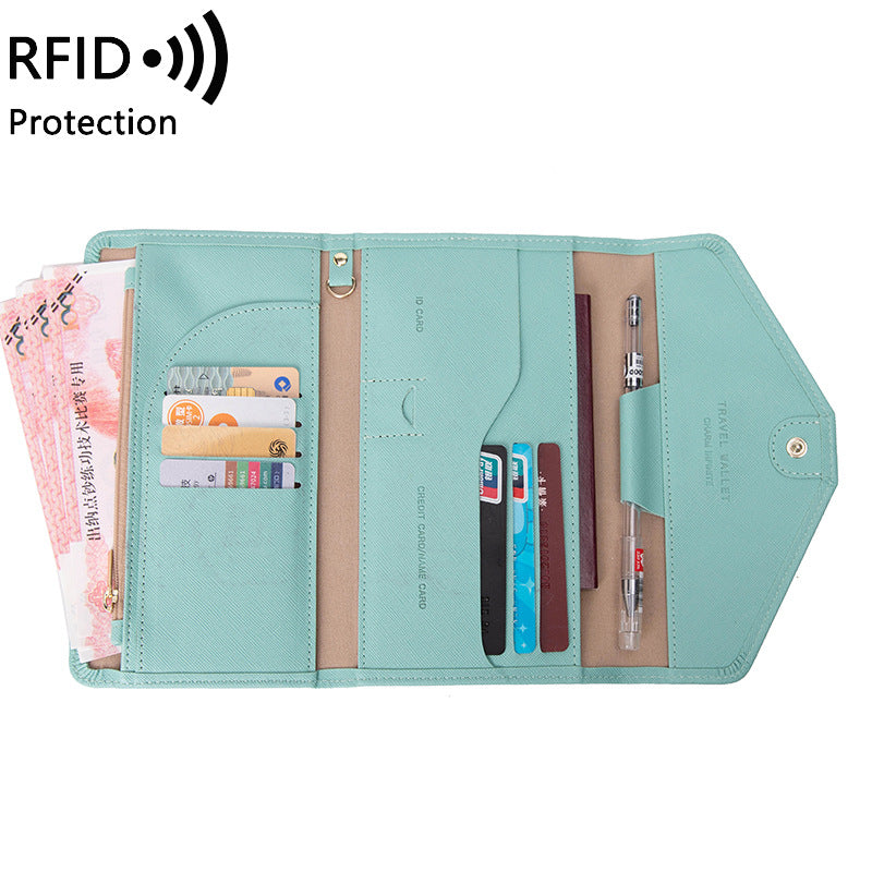 Black multifunctional RFID travel passport holder