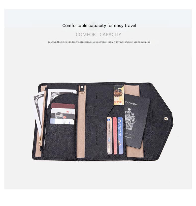 Black multifunctional RFID travel passport holder