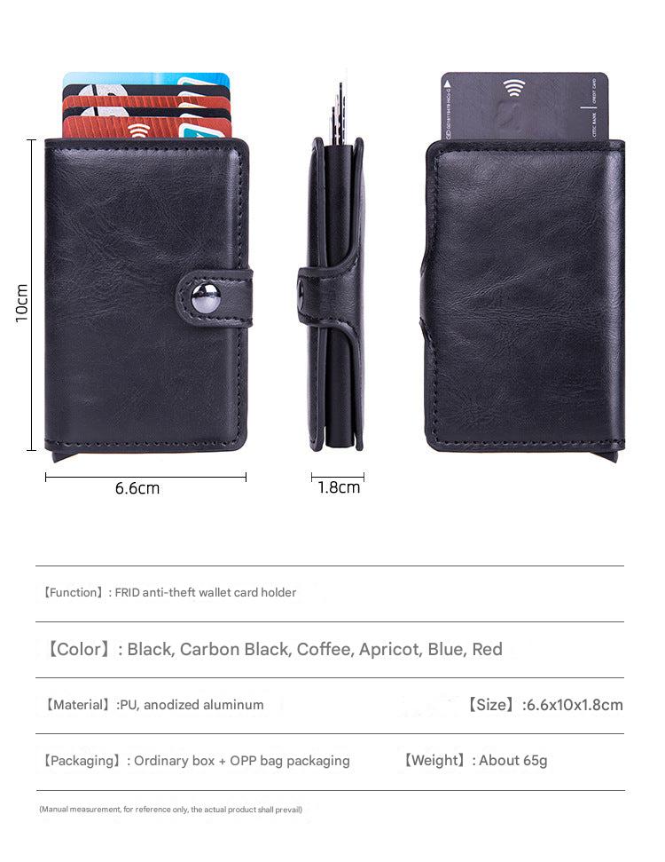 Anti-theft PU card holder in black colour