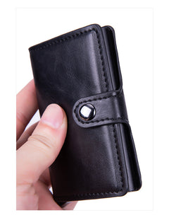 Anti-theft PU card holder in black colour