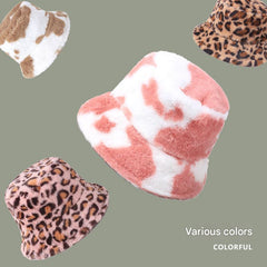 leopard print winter hat close-up