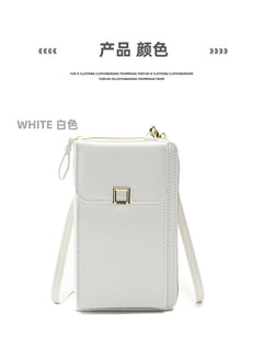 Interior card slots in women's crossbody bag