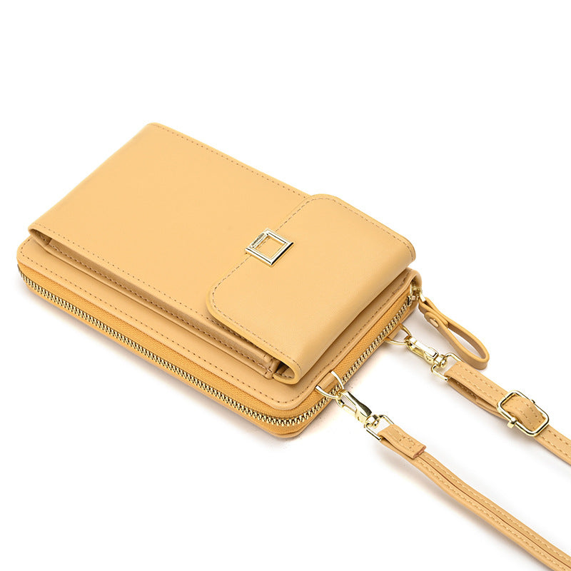 Elegant black leather crossbody bag for women