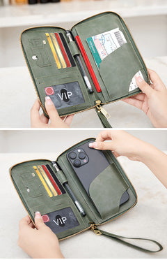 RFID passport holder in green