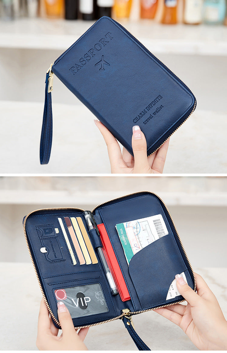 RFID passport holder in sky blue