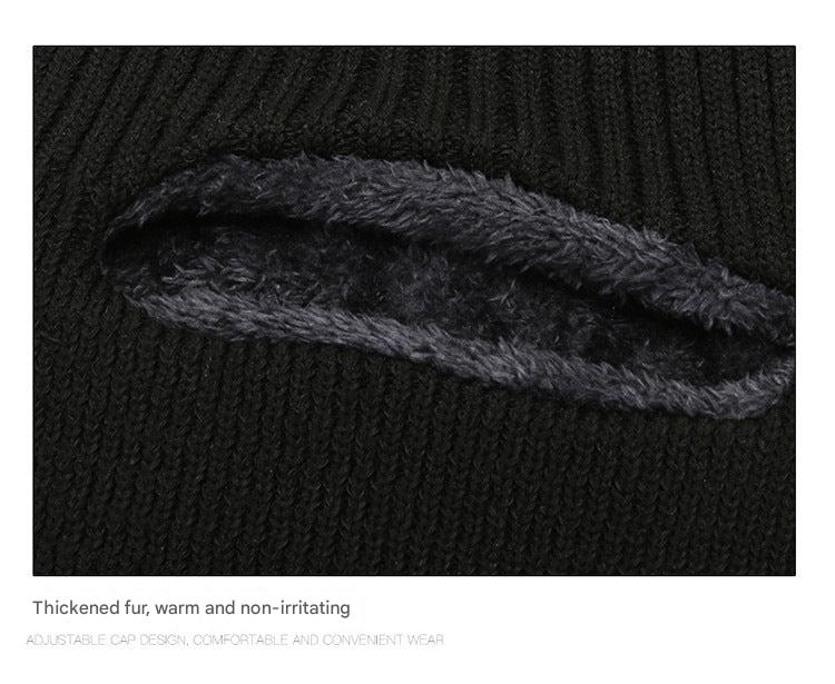Person wearing a warm neck warmer and beanie