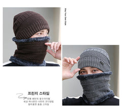 Men's winter warm knit beanie hat in black