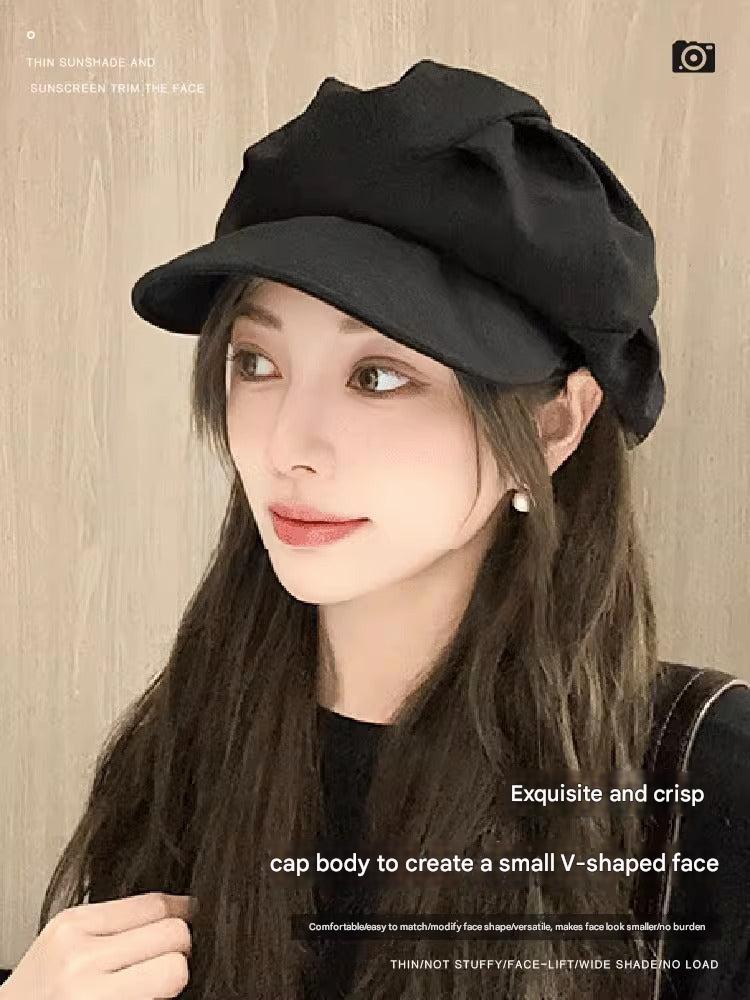 Elegant black beret hat for winter