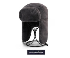 Detailed view of earflap design and material