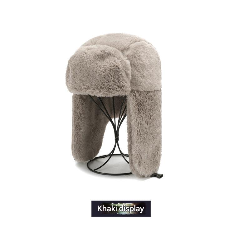 Stylish winter earflap hat in gray colour