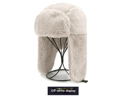 Stylish winter earflap hat in white colour
