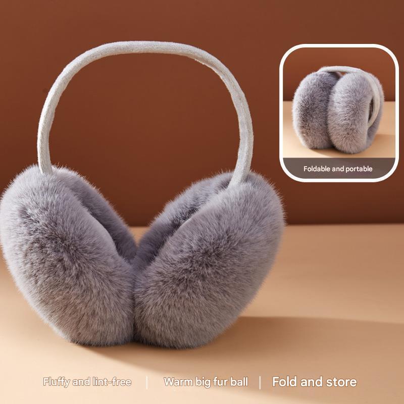 Close-up of plush ear muffs fabric