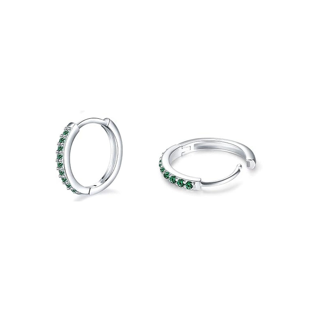 silver geometric earrings showcased