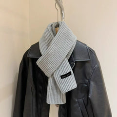 Fashionable blue knitted scarf for winter outfits