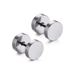 Stylish punk black zircon barbells earrings set front view