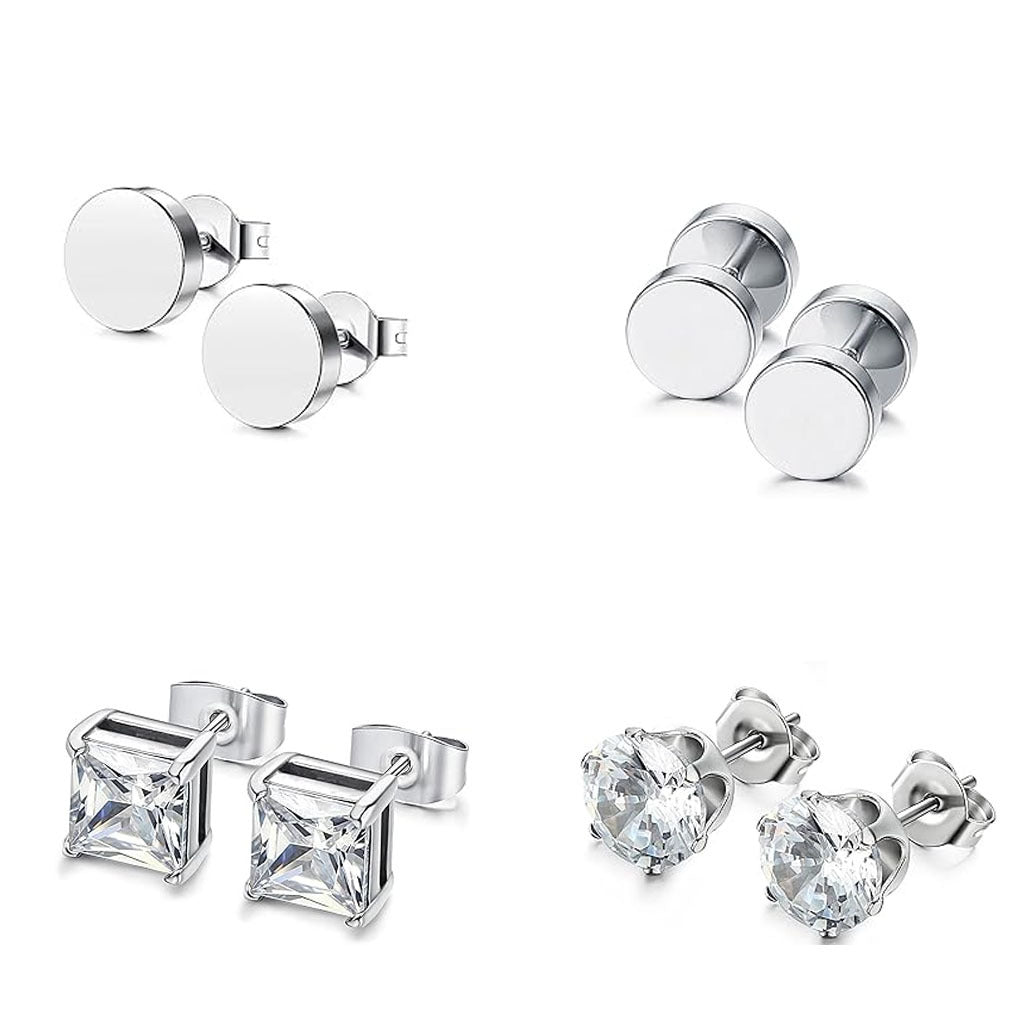Close-up of black zircon earrings in various angles
