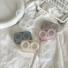 Stylish contact lens case with mirror in cream colour