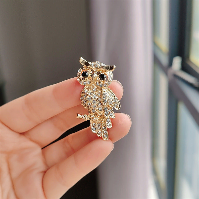 Owl Brooch on Fabric Display