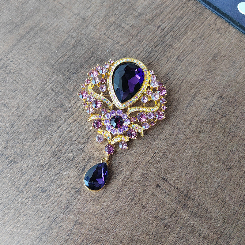 vintage crystal drop brooch image 1