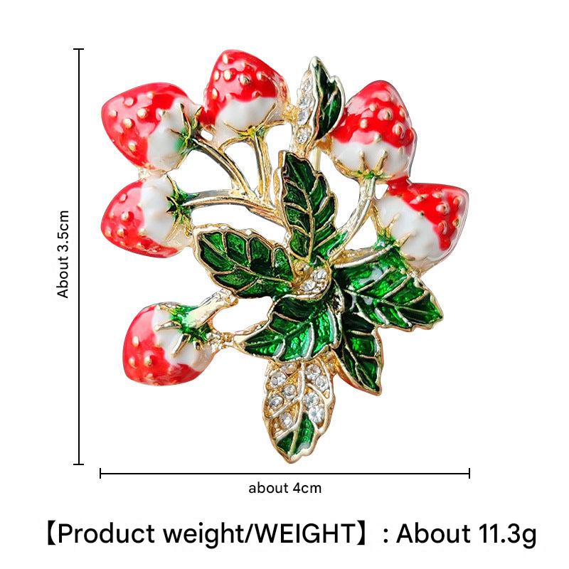Stylish Retro Enamel Strawberry Brooch for Women Front View