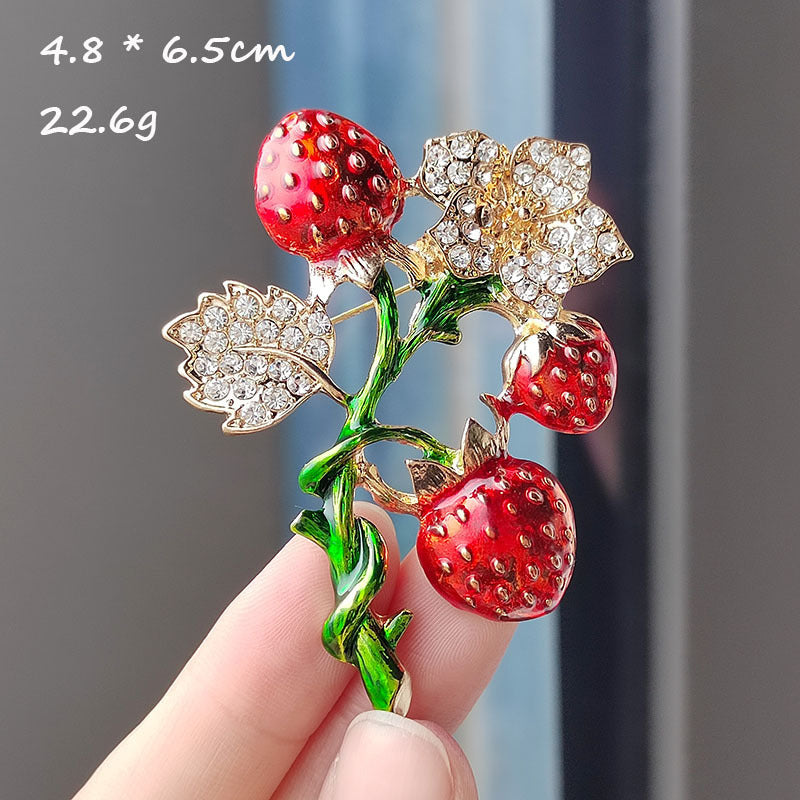 Strawberry Brooch with Bright Colours
