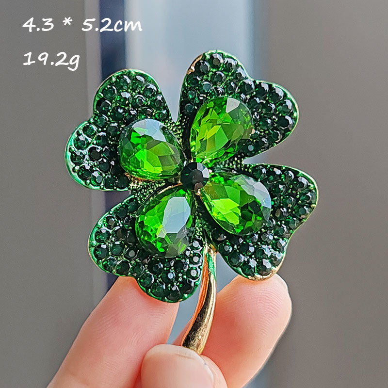 Close-up view of elegant clover brooch