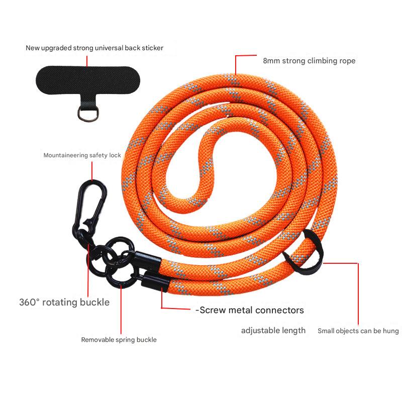 Universal 8mm Thick Woven Phone Lanyard shown in black