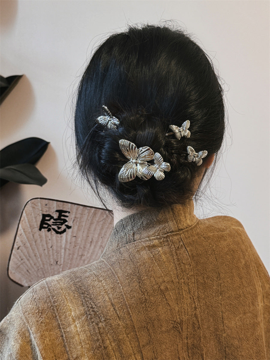 Gold Butterfly Hair Clip with Rhinestones