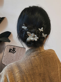 Gold Butterfly Hair Clip with Rhinestones