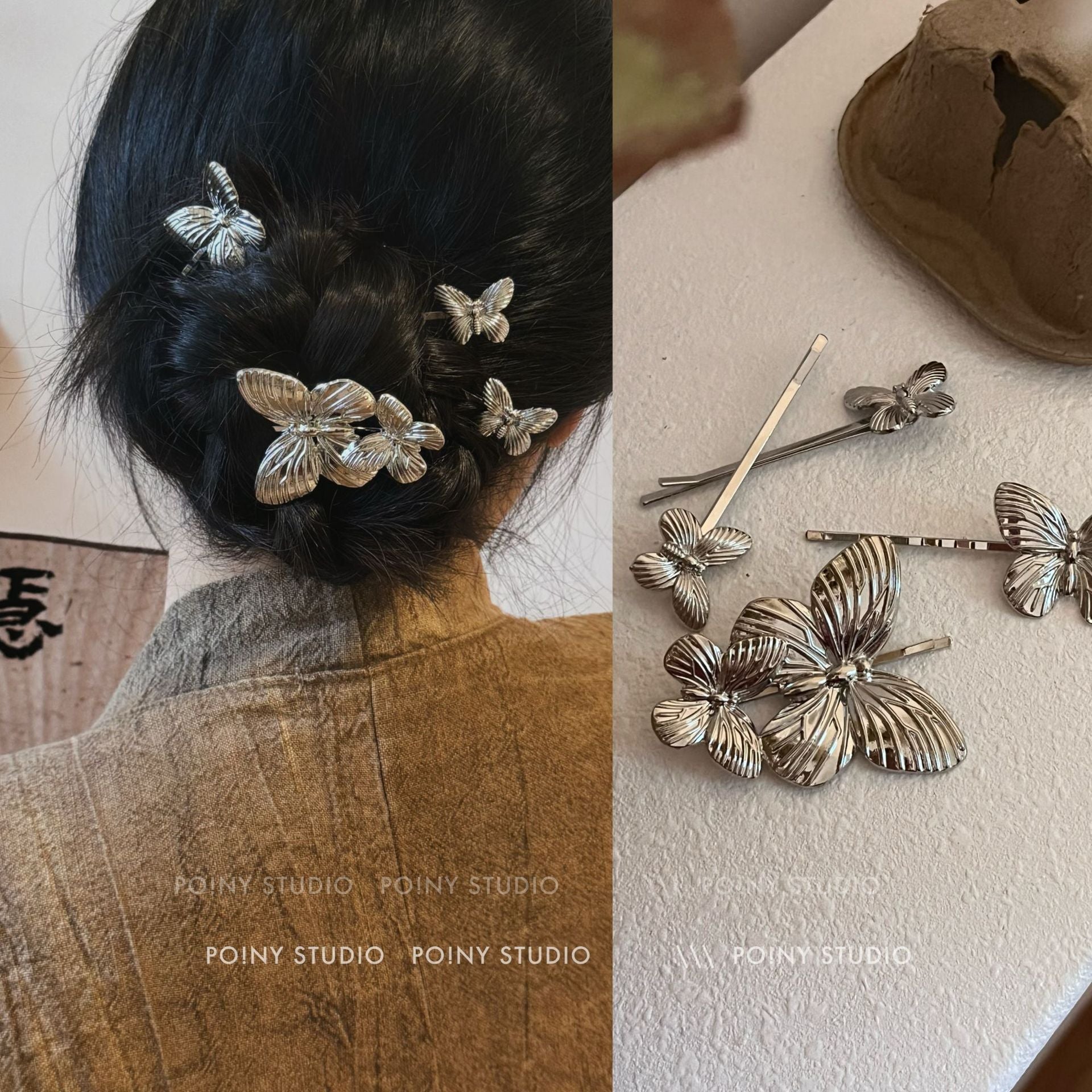 Elegant Metal Butterfly Hair Clip in Silver