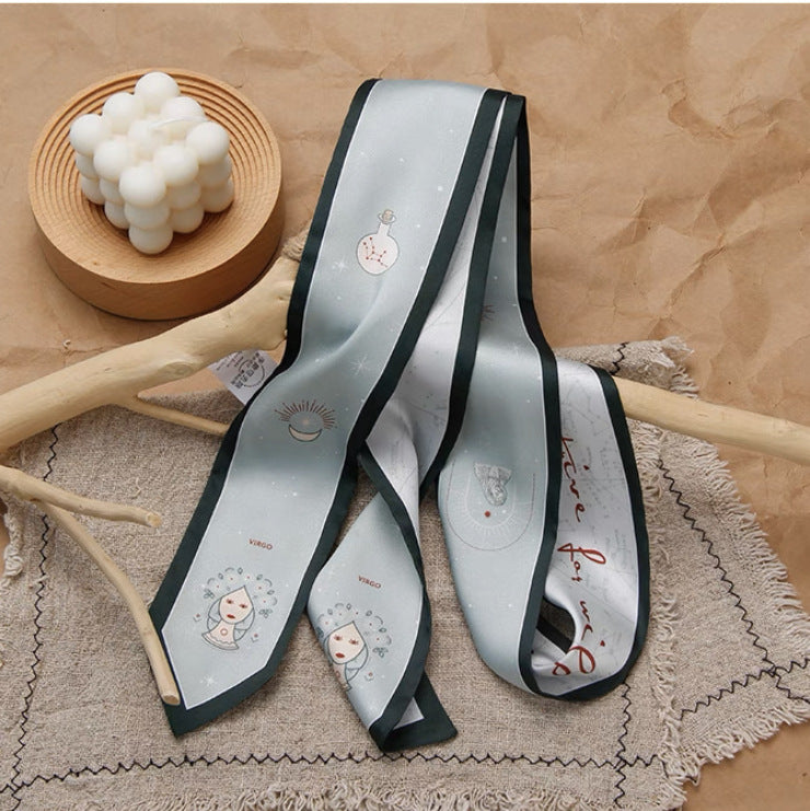 Zodiac sign silk scarf folded neatly