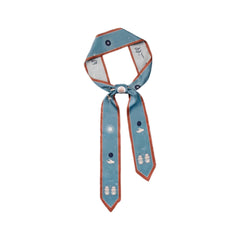 Close-up of zodiac silk scarf details