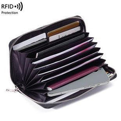 Lightweight women's wallet in blue shown open