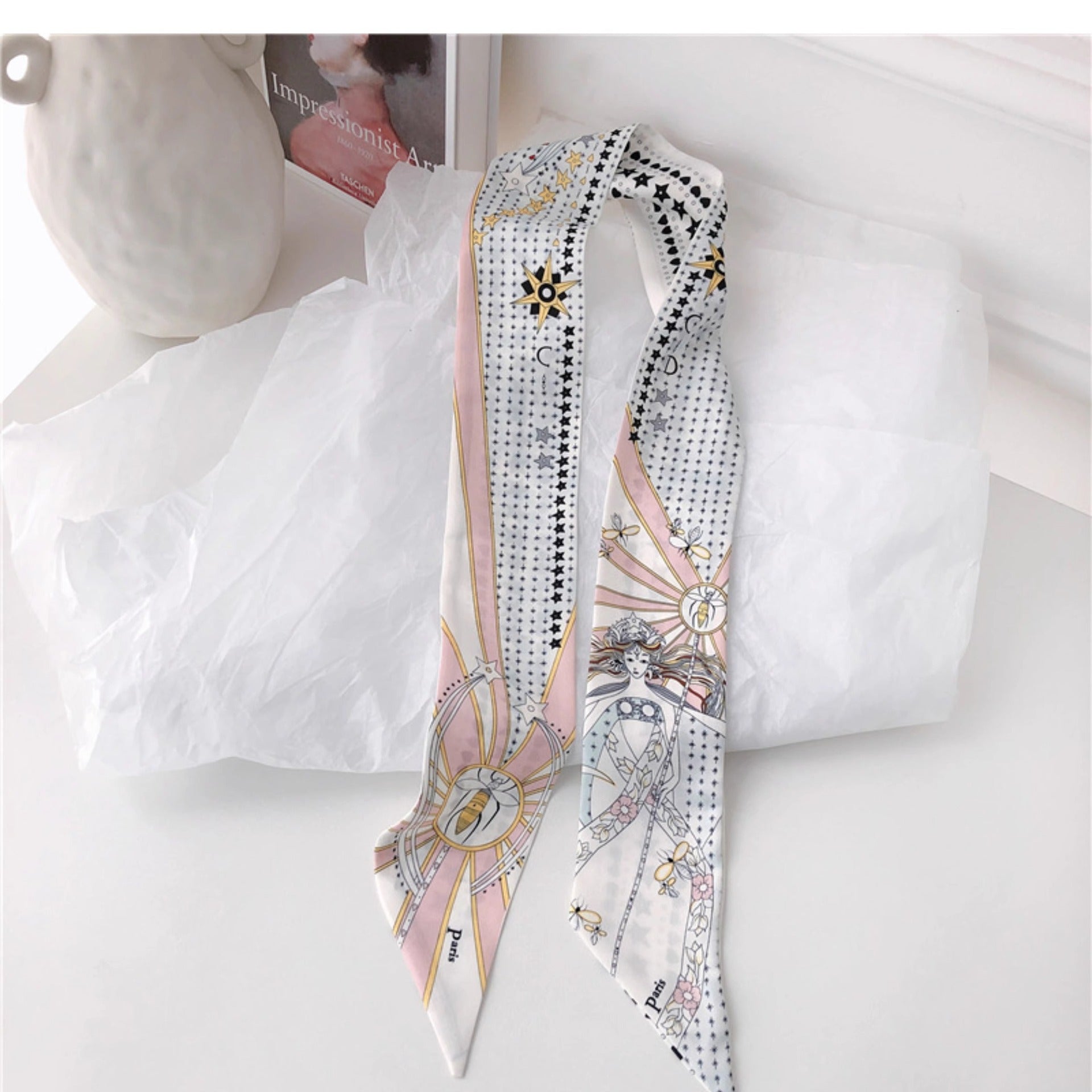 wide shot of a model showcasing scarf 7