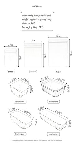 Jewellery organiser with multiple size options
