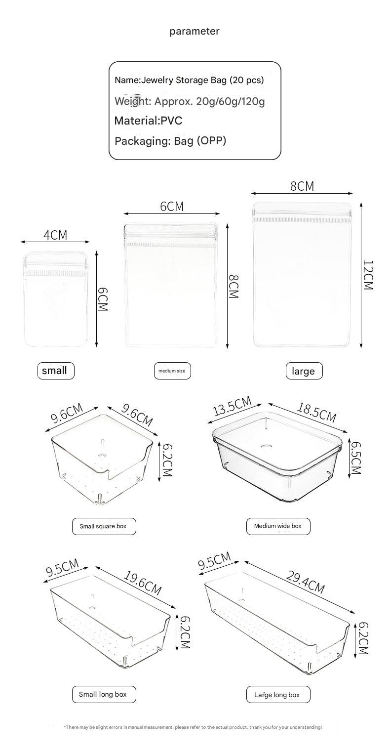 Jewellery organiser with multiple size options