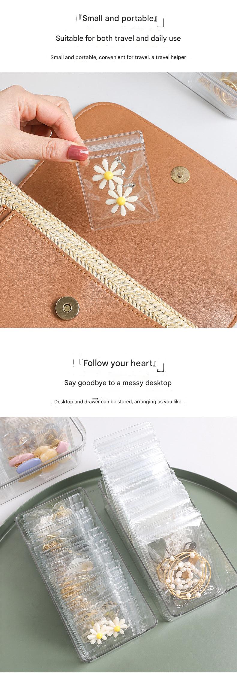 Stylish jewellery organiser bag for earrings and necklaces