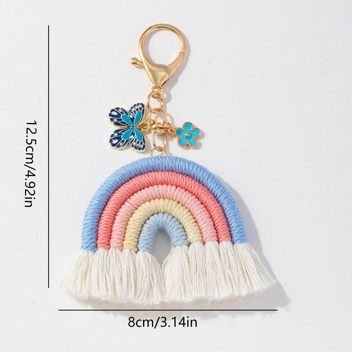 Vibrant Multi-Colour Butterfly Flower Keychain Pendant Image 3