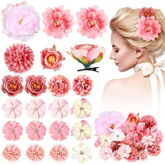 bride wearing elegant floral hair clip