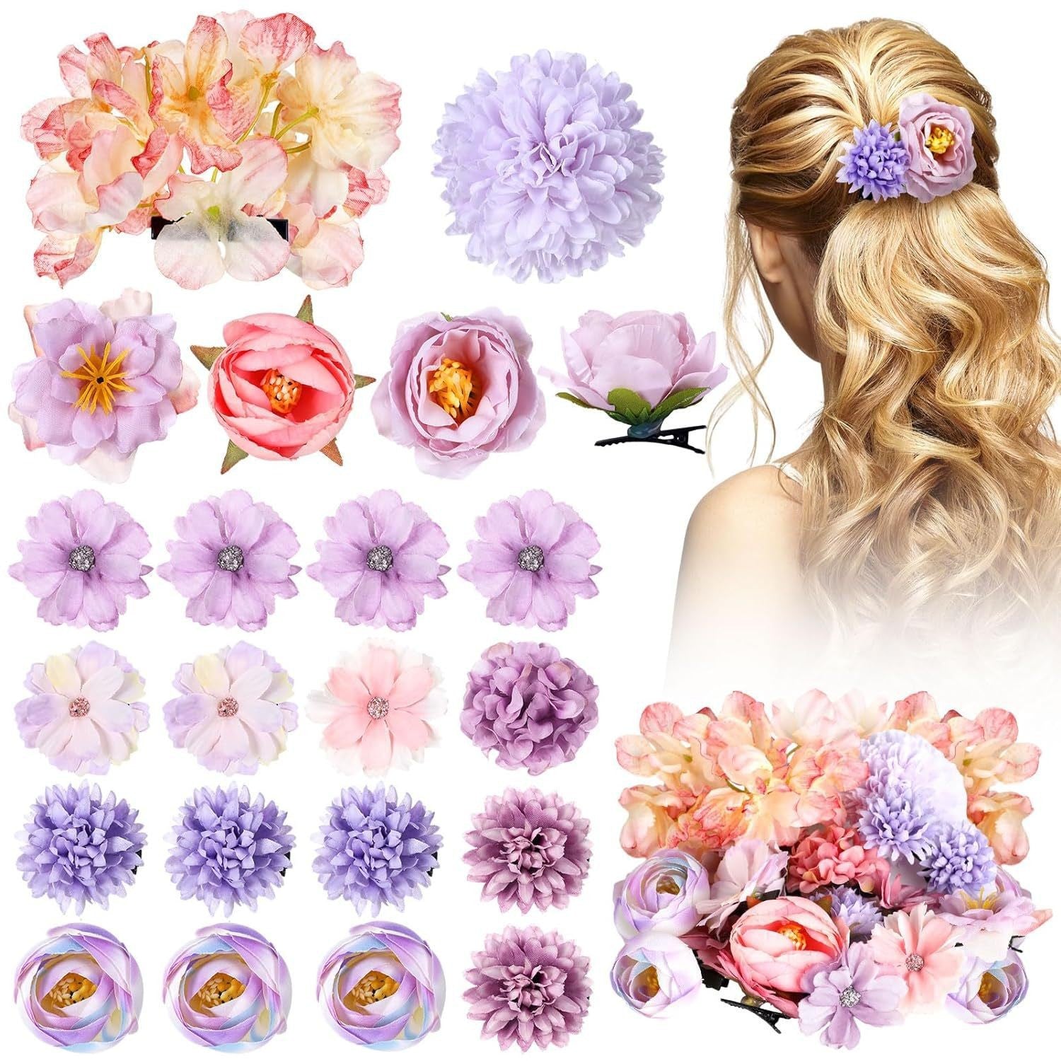 bridesmaid hairstyle with floral hair clips