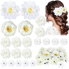 bride wearing elegant floral hair clip